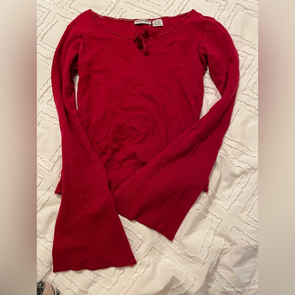 VINTAGE Y2K long sleeve bell sleeve red top